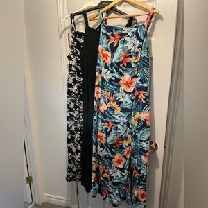 Trio of Old Navy sun dresses adjustable straps sleeveless midi or long stretchy